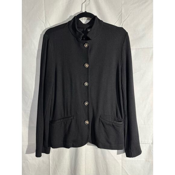 Rachel Zoe Blazer Jacket Womens Black Large Knit Button Stretch Classic Minimal - Picture 5 of 7